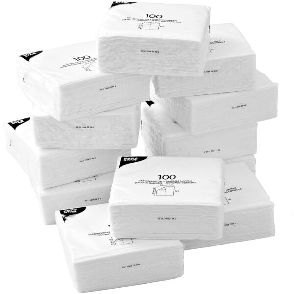 Servetten met reliëf 1-laags wit 12x 100 stuks (1200 totaal)