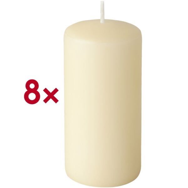 Set van 8 pilaarkaarsen Ø 50 mm crème