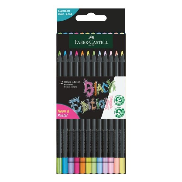 Etui met 12 kleurpotloden »Black Edition neon + pastel«