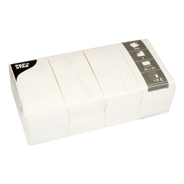 250 servetten 2-laags 33x33 cm wit zonder reliëf