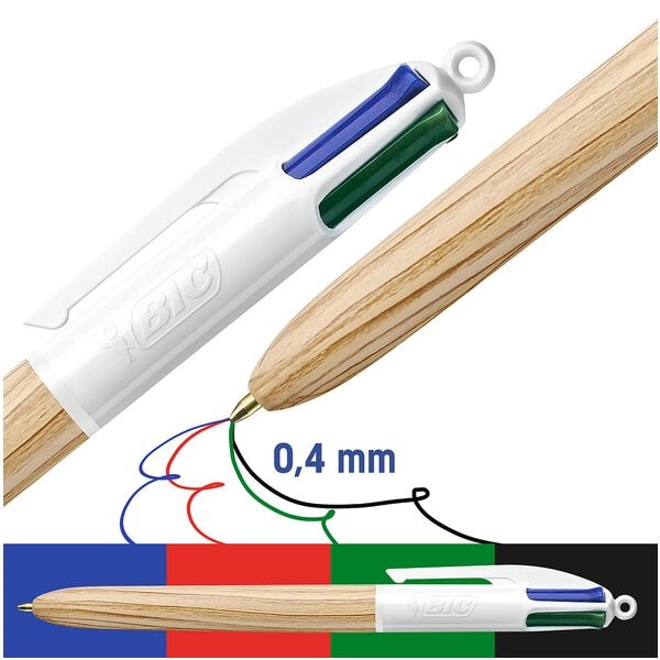 Vierkleuren balpen 4 Colours »Wood Style«