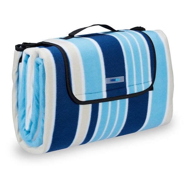 Picknickdeken 200 x 200 cm blauw-wit gestreept