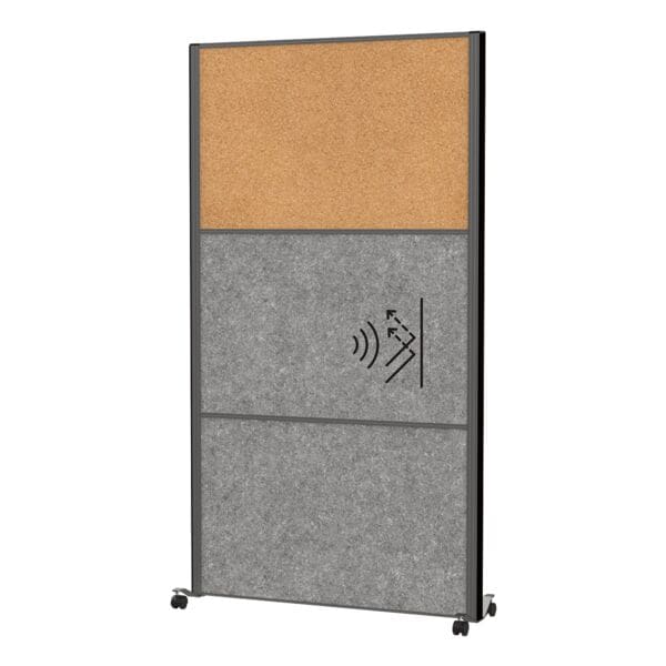 Scheidingswand »MAULconnecto« 2 akoestische panelen donkergrijs + 1 kurk prikbor