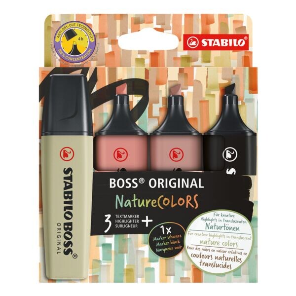Set van 4 markeerstiften »BOSS ORIGINAL NatureCOLORS« groen - sienna