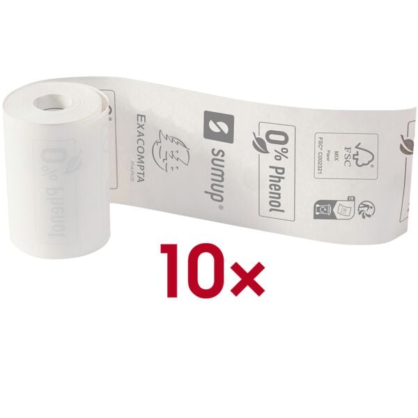 Set van 10 thermische kassarollen fenol- en plasticvrij 80 mm / 76 m / Ø 72 mm -