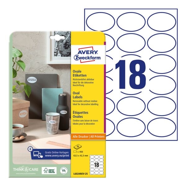 450 ovale etiketten - 63,5x42,3 mm »L6024REV-25«