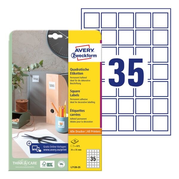 875 vierkante etiketten - 35x35 mm »L7120-25«