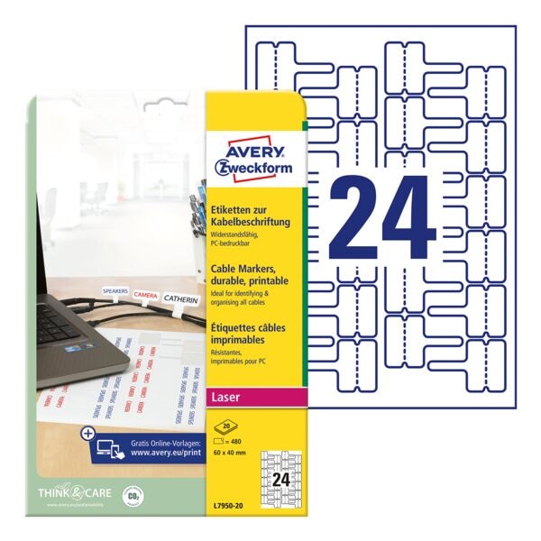 480 etiketten voor kabeletikettering - 60x40 mm »L7950-20«