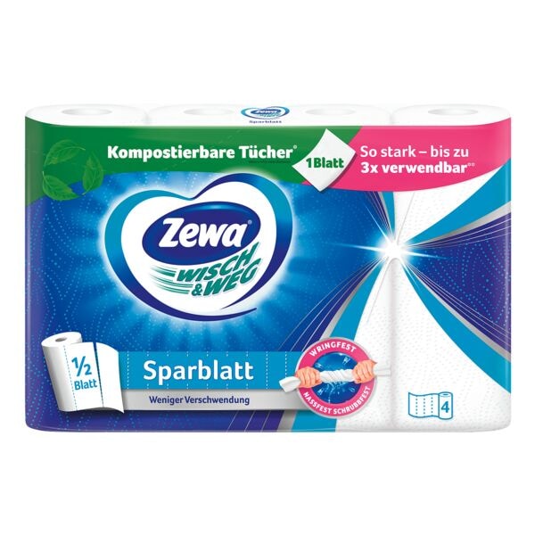 Keukenrollen (halve vellen) »Wisch & Weg SPARBLATT« 2-laags, 4 rollen