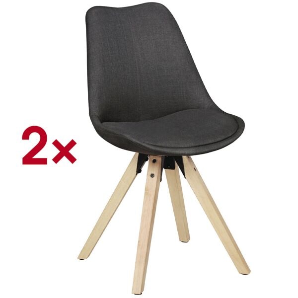 Set van 2 eetkamerstoelen »Lima« stoffen bekleding antraciet