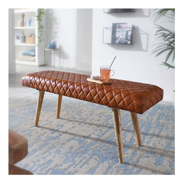 Zitbank echt leer 115 cm