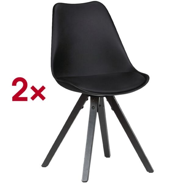 Set van 2 eetkamerstoelen kunststof zwart