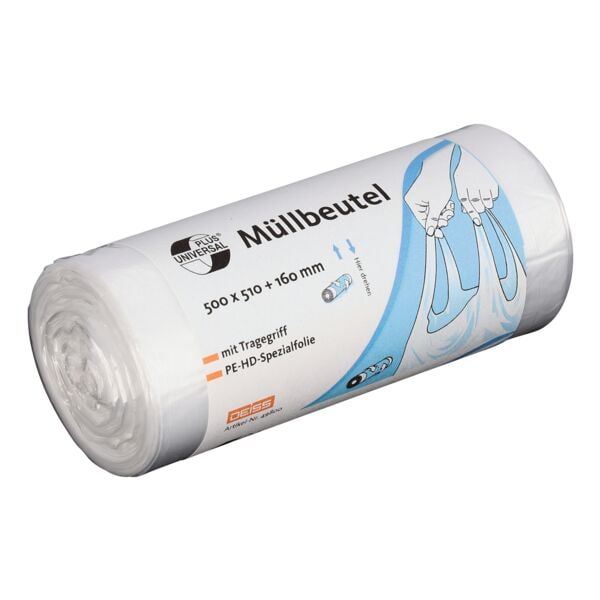 40 afvalzakken met handvat »UNIVERSAL PLUS&reg;« 20 liter transparant