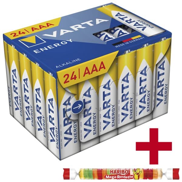 Pak van 24 batterijen »Energy« Micro / AAA / LR03 incl. fruitgummies »Mega Roule