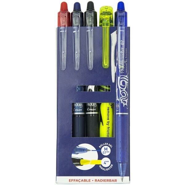 4+1 bonuspack rollerbalpen en markeerstift »FriXion Clicker 0.7«
