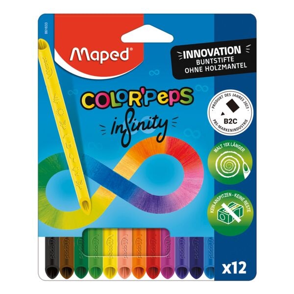 Set met 12 zelfslijpende kleurpotloden zonder houten omhulsel »Color'peps Infini