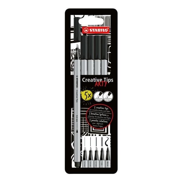 Pak met 5 multi-liners »Creative Tips ARTY BLACK«