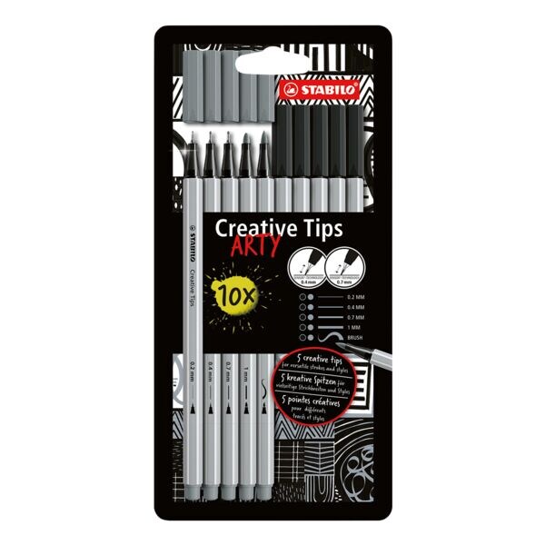 Set van 10 multi-liners »Creative Tips ARTY SHADING«