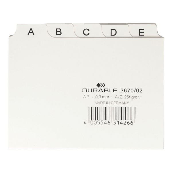 Tabbladen voor kaartenbak A7 (74 x 105 mm), A-Z
