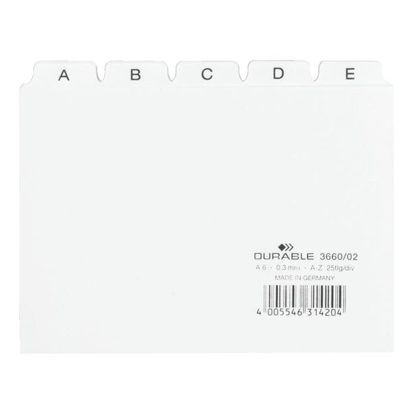 Tabbladen voor kaartenbak A6 (105 x 148 mm), A-Z