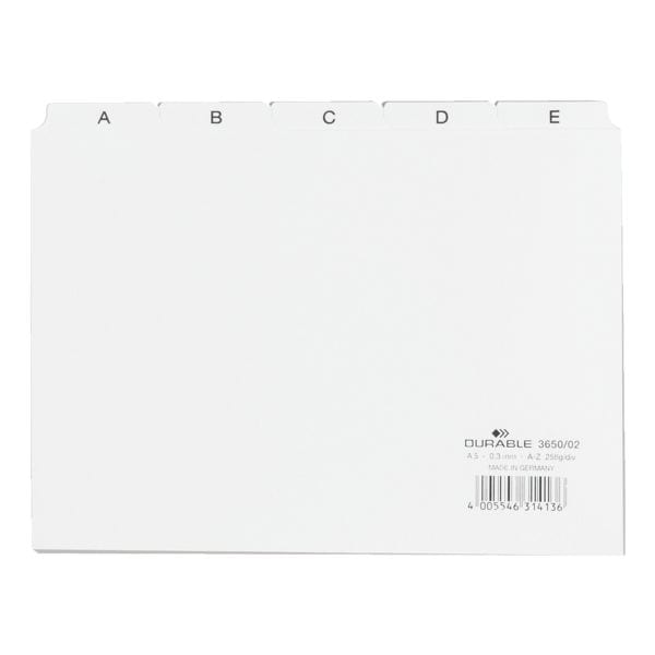 Tabbladen voor kaartenbak A5 (148 x 210 mm), A-Z