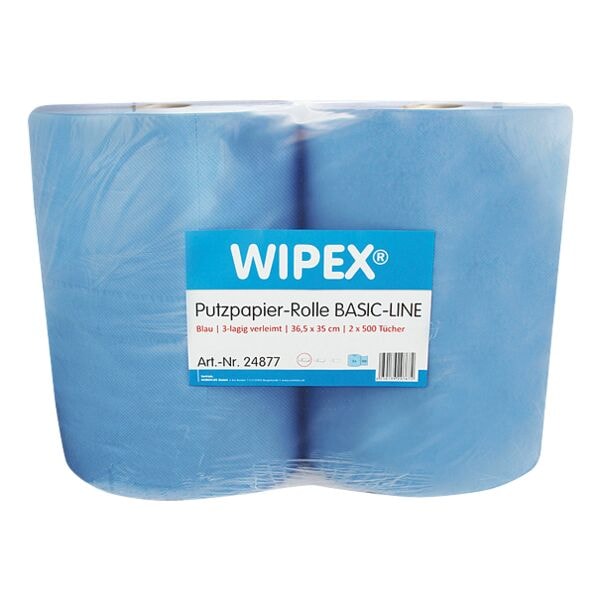 Poetspapierrol »BASIC-Line« 3-laags blauw 2x 500 bladen