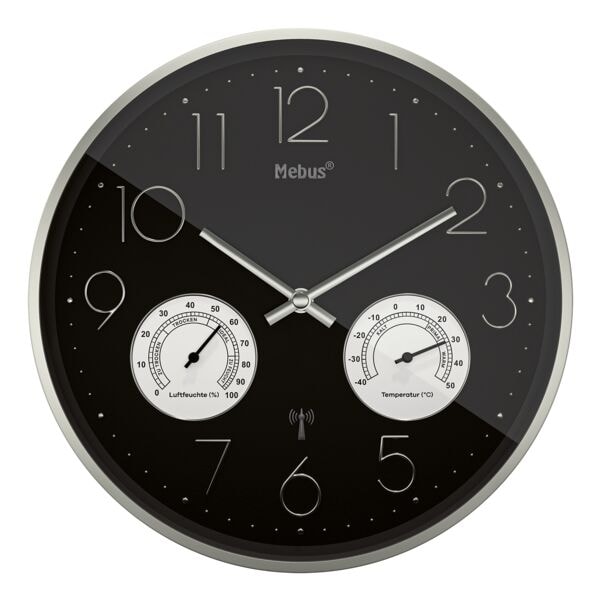 Radiogestuurde klok met thermo-/hygrometer - 30 cm