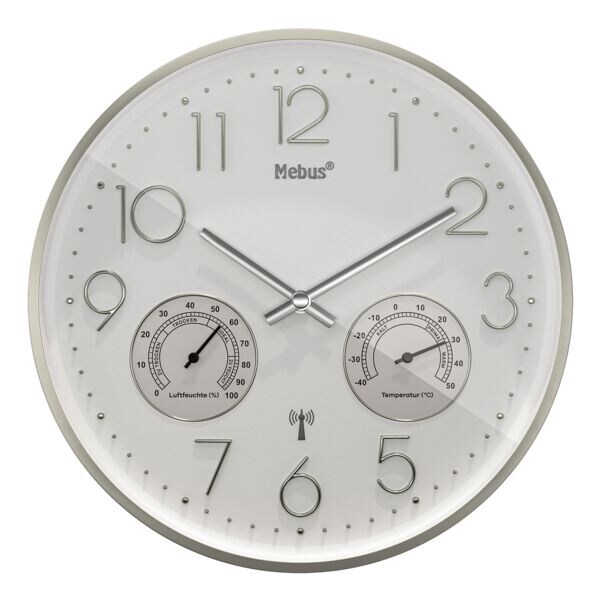 Radiogestuurde klok met thermo-/hygrometer - 30 cm