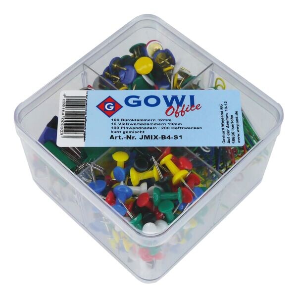 416-delig bureau-accessoireset »JMIX-B4-S1« met nietjes en spelden