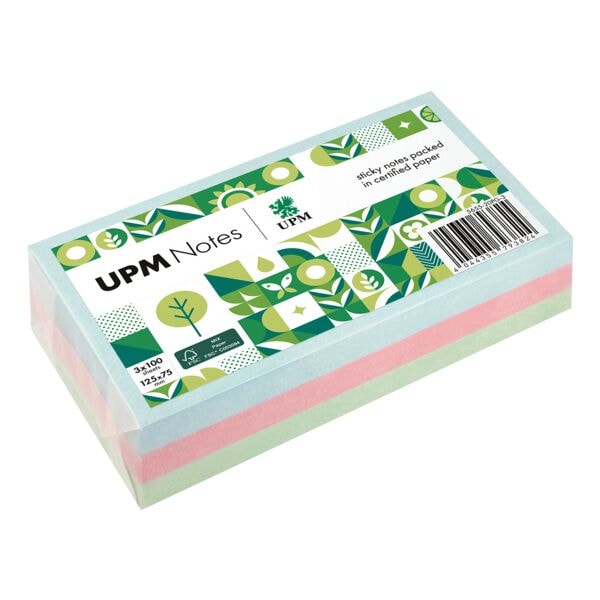 3x 100 bladen herkleefbare notes »5655-20PG-3« verpakt in glasfolie - pastelmix