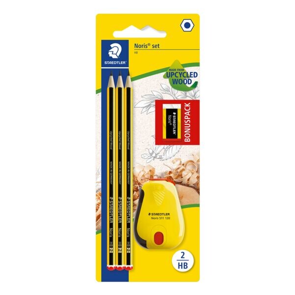 Bonuspakket: pak met 3 potloden »Noris&reg; 120 HB« met gum en puntenslijper »Noris&reg;