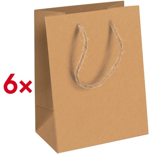 Set van 6 geschenkzakken uit kraftpapier medium 21,5 x 10,2 x 25,3 cm