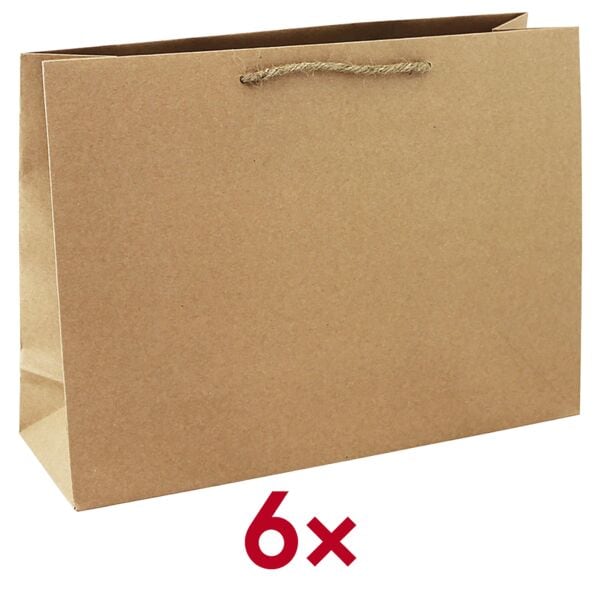 Set van 6 geschenkzakken uit kraftpapier Shopper XL 37,3 x 11,8 x 27,5 cm