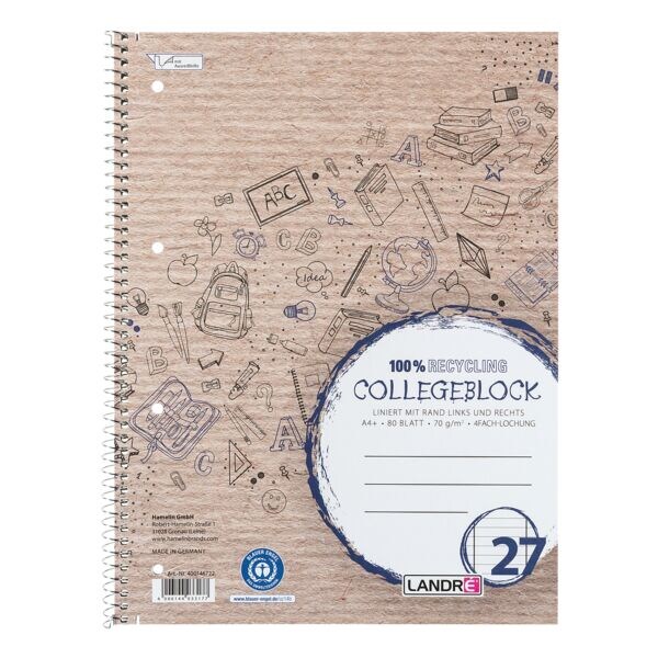 Collegeblock »Recycling« A4+ gelinieerd