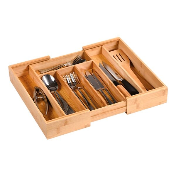 Variabele bamboe besteklade 28,5 - 40 cm