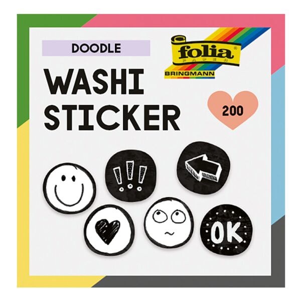 Pak met 200 washi stickers »DOODLES«