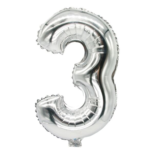 Folieballon »3« zilver