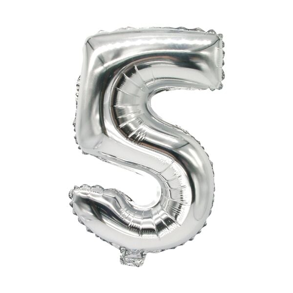 Folieballon »5« zilver