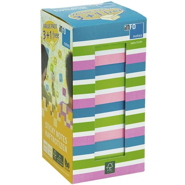 Pak met 4 kubussen herkleefbare notes »Brilliant Farbmix« 4 x 400 bladen voordee