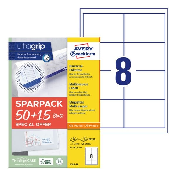 Universele etiketten permanent wit 97x67,7 mm 520 stuks 4782-65