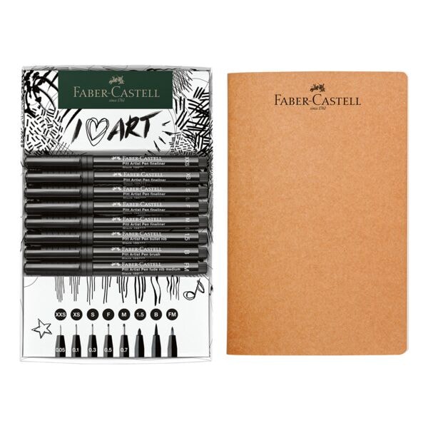 9-delige inktstiftset »Pitt Artist Pen« incl. schetsboek