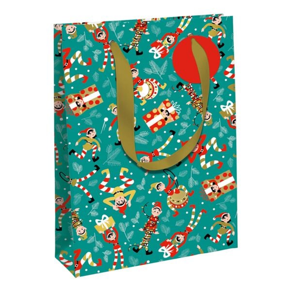 Pak met 6 geschenktassen L »Wichtel« blauw