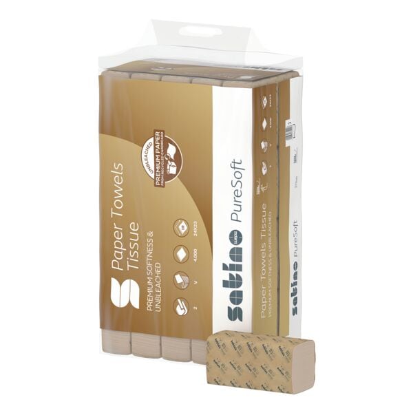 Premium gerecycleerd papieren handdoeken »PureSoft« V-vouw 4000 bladen