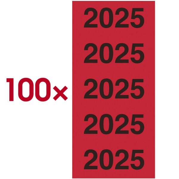 Set van 100 zelfklevende inhoudsetiketten »Jahreszahlen 2025«