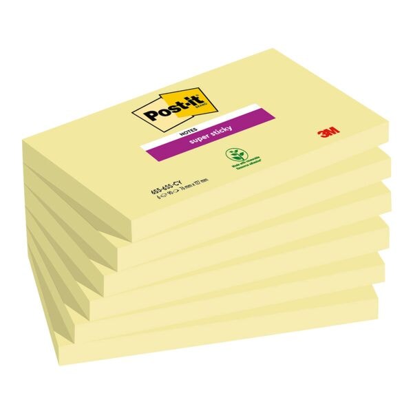 Blokken herkleefbare notes 76 x 127 mm »Super Sticky Notes« 6 stuks