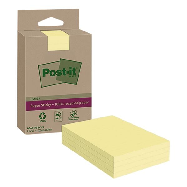 4 blokken herkleefbare notes »Super Sticky Recycling Notes«