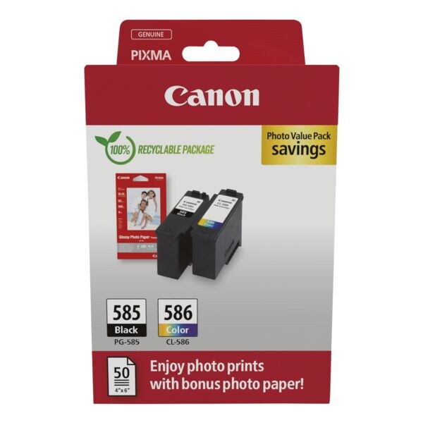 Value pak: inktpatronen »PG-585 & CL-586« incl. 50 bladen fotopapier 10x15 cm