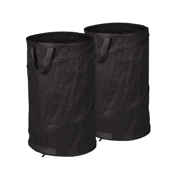 Relaxdays Set Van 2 Zelfoprichtende Bladzakken 120 Liter Zwart