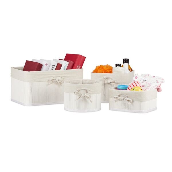Relaxdays Set Van 4 »Bambus« Opbergmanden