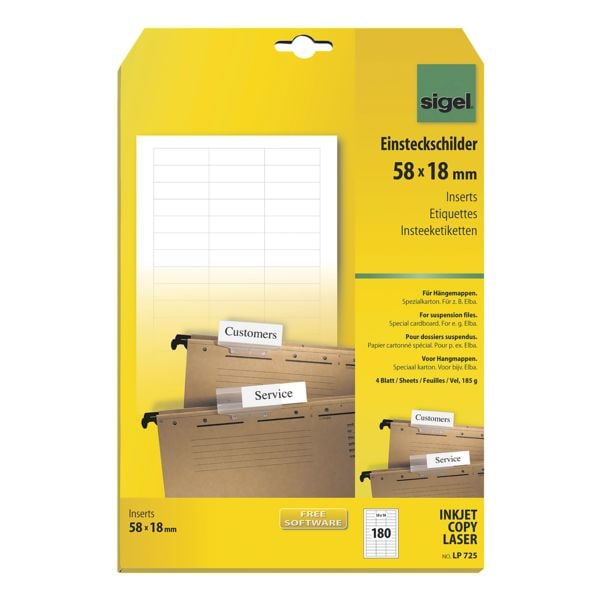 Pc-insteek identificatiestroken voor hangmappen LP725